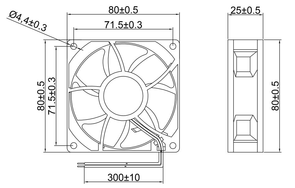 MFD8025D Dimensions